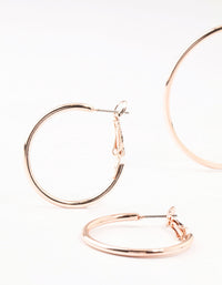 Rose Gold Plated Plain Hoop Earrings 3-Pack - link has visual effect only