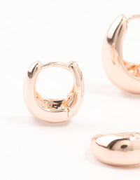 Rose Gold Plated Small & Medium Oval Huggie Earrings Pack - link has visual effect only