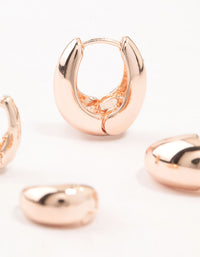 Rose Gold Plated Small & Medium Oval Huggie Earrings Pack - link has visual effect only