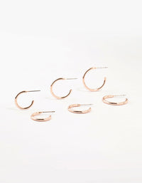 Rose Gold Plated Thin Hoop Earrings 3-Pack - link has visual effect only