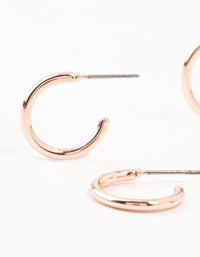 Rose Gold Plated Thin Hoop Earrings 3-Pack - link has visual effect only