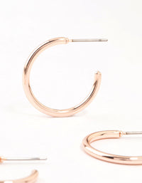 Rose Gold Plated Thin Hoop Earrings 3-Pack - link has visual effect only