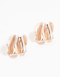 Rose Gold Plated Mini Wave Fan Stud Earrings - link has visual effect only