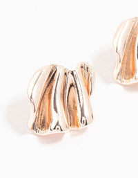 Rose Gold Plated Mini Wave Fan Stud Earrings - link has visual effect only