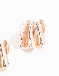 Rose Gold Plated Mini Wave Fan Stud Earrings - link has visual effect only