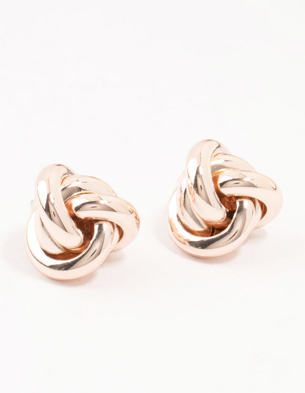 Rose Gold Plated  Classic Knotted Stud Earrings