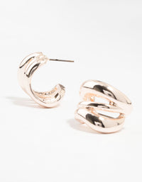 Rose Gold Plated  Open Wavy Stud Earrings - link has visual effect only