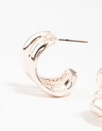 Rose Gold Plated  Open Wavy Stud Earrings - link has visual effect only