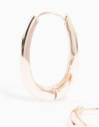 Rose Gold Plated Long Oval Plain Hoop Earrings - link has visual effect only