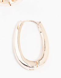 Rose Gold Plated Long Oval Plain Hoop Earrings - link has visual effect only