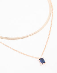 Rose Gold Plated Baguette Snake Layered Necklace 2-Pack - link has visual effect only