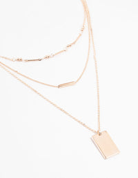 Rose Gold Plated Dainty Rectangle Layered Necklace - link has visual effect only