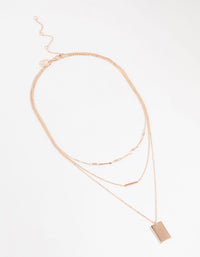 Rose Gold Plated Dainty Rectangle Layered Necklace - link has visual effect only