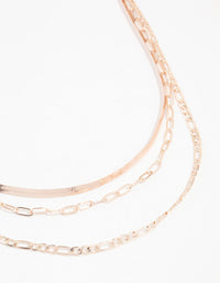 Rose Gold Plated Mixed Chain Necklaces 3-Pack - link has visual effect only