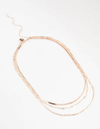 Rose Gold Plated Mixed Chain Necklaces 3-Pack - link has visual effect only