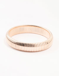 Rose Gold Plated Wide Ribbed Bangle - link has visual effect only