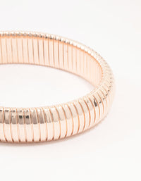 Rose Gold Plated Wide Ribbed Bangle - link has visual effect only