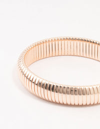 Rose Gold Plated Wide Ribbed Bangle - link has visual effect only