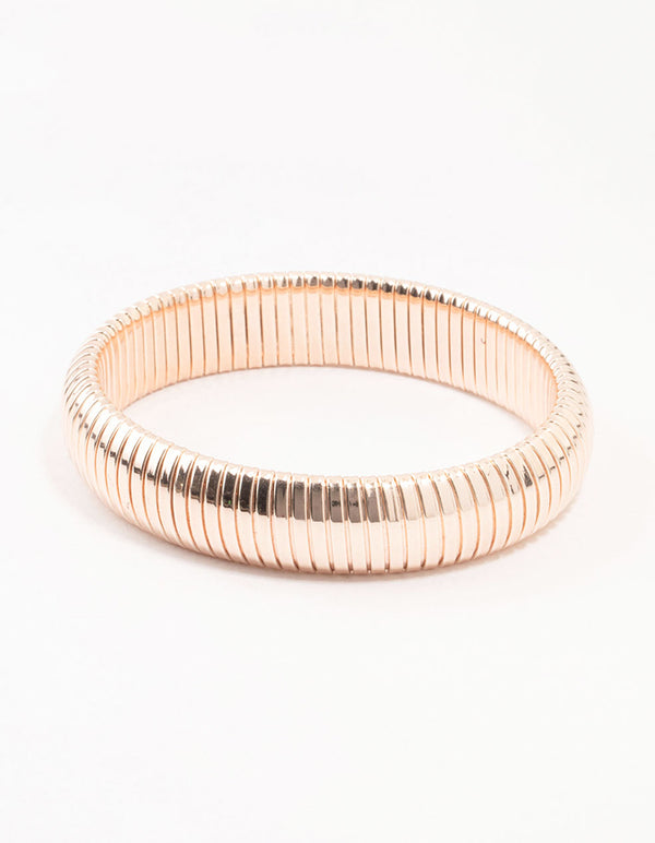 Rose Gold Plated Wide Ribbed Bangle