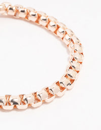 Rose Gold Plated Round Chain Clasp Bracelet - link has visual effect only