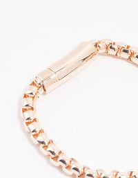 Rose Gold Plated Round Chain Clasp Bracelet - link has visual effect only