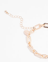 Rose Gold Plated Rectangle Link Bracelet - link has visual effect only