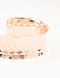 Rose Gold Plated Wide Hammered Wrist Cuff - link has visual effect only