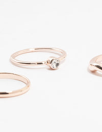 Rose Gold Plated Molten & Diamante Rings 6-Pack - link has visual effect only