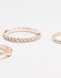 Rose Gold Plated Molten & Diamante Rings 6-Pack - link has visual effect only