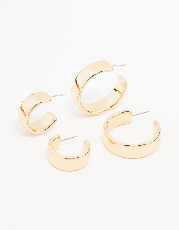 Gold Chubby Hoop Earrings 2-Pack