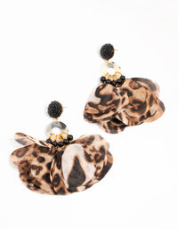 Leopard Print Fabric & Acrylic Drop Earrings - link has visual effect only