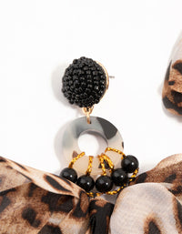 Leopard Print Fabric & Acrylic Drop Earrings - link has visual effect only