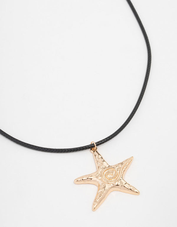 Gold Molten Starfish Necklace