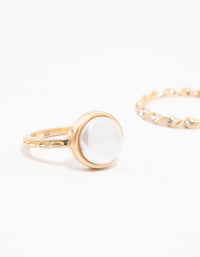 Worn Gold Pearl & Celestial Rings 6-Pack - link has visual effect only