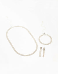 Silver Diamante Cupchain Jewellery Set - link has visual effect only