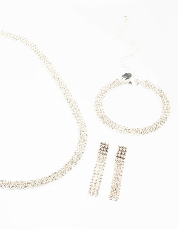 Silver Diamante Cupchain Jewellery Set