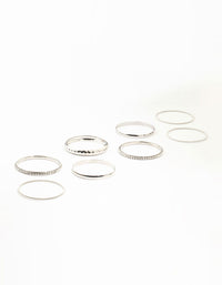 Silver Hammered Diamante Bangle & Stretch Bracelets 8-Pack - link has visual effect only