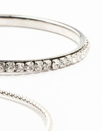 Silver Hammered Diamante Bangle & Stretch Bracelets 8-Pack - link has visual effect only