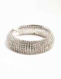 Silver Thick Cup Chain Diamante Bracelet - link has visual effect only