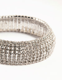 Silver Thick Cup Chain Diamante Bracelet - link has visual effect only