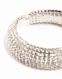 Silver Thick Cup Chain Diamante Bracelet - link has visual effect only