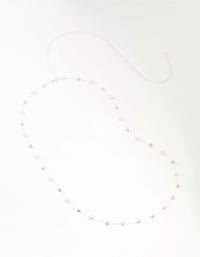 Silver Pearl & Diamante Station Waist Chain - link has visual effect only