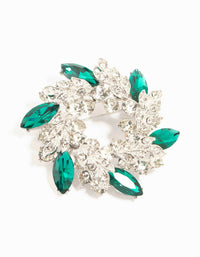 Silver & Green Diamante Wreath Brooch - link has visual effect only