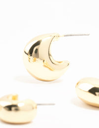 Gold Plated Brass Chunky Hoop & Cubic Zirconia Stud Earrings 3-Pack - link has visual effect only