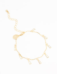 Gold Plated Brass Cubic Zirconia Baguette Charm Bracelet - link has visual effect only