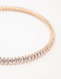 Gold Marquise Cubic Zirconia Stone Choker Tennis Necklace - link has visual effect only