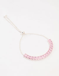 Large Pink Baguette Cubic Zirconia Toggle Bracelet - link has visual effect only