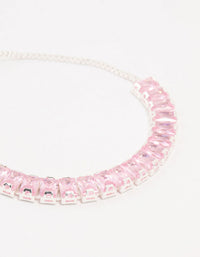 Large Pink Baguette Cubic Zirconia Toggle Bracelet - link has visual effect only