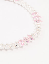 Silver Alternating Clear & Pink Marquise Cluster Cubic Zirconia Bracelet - link has visual effect only