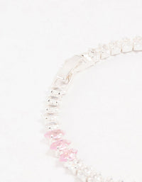 Silver Alternating Clear & Pink Marquise Cluster Cubic Zirconia Bracelet - link has visual effect only